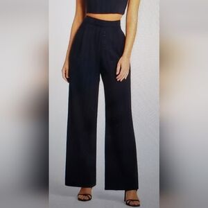 Mac Duggal NEW Navy Blue Embellished Wide Leg Trouser Pants Size 12 #81161